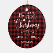 Onze eerste kerst als de heer en mevrouw Rustic Fa Keramisch Ornament (Links)