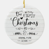 Onze eerste kerst als de heer en mevrouw Rustic Fa Keramisch Ornament (Achterkant)