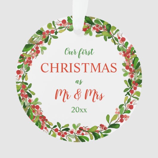 Onze eerste kerst als de heer & mevrouw. | Foto Wr Ornament (voorkant)