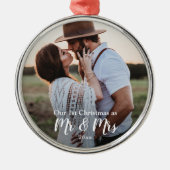 Onze eerste kerst als de heer & mevrouw. | Paar fo Metalen Ornament (Voorkant)