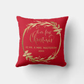 Onze eerste kerst als de heer & mevrouw. | Rode go Kussen (Achterkant)