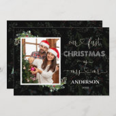 Onze Eerste Kerst Als Dhr. & Mevrouw Script Foto Kaart (Voorkant / Achterkant)