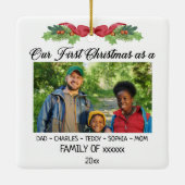 Onze eerste kerst als een familie met aangepaste f keramisch ornament (Achterkant)
