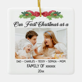 Onze eerste kerst als een familie met aangepaste f keramisch ornament