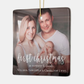 Onze eerste kerst als een familie van 3 foto keramisch ornament (Links)