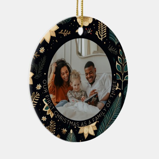 "Onze eerste kerst als een familie van drie" Keramisch Ornament (Rechts)
