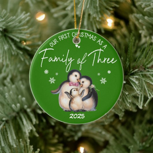 Onze eerste kerst als een familie van drie keramisch ornament (Boom)