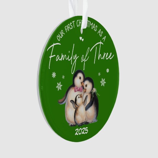 Onze eerste kerst als een familie van drie ornament (voorkant)