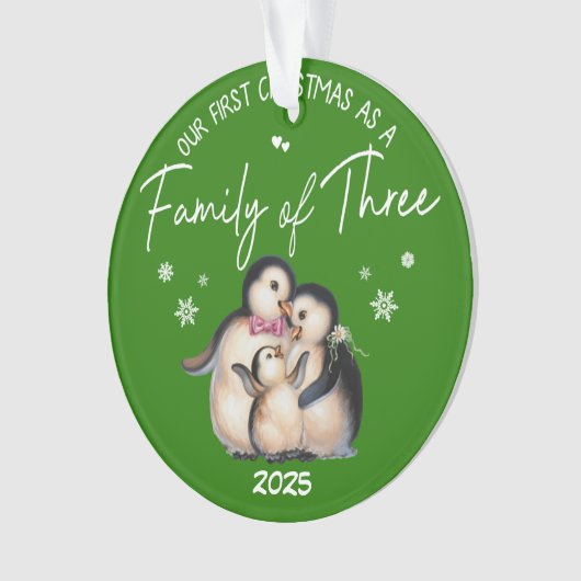 Onze eerste kerst als een familie van drie ornament (voorkant)