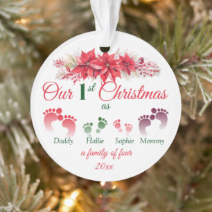 Onze eerste kerst als een gezin van 4 ornament