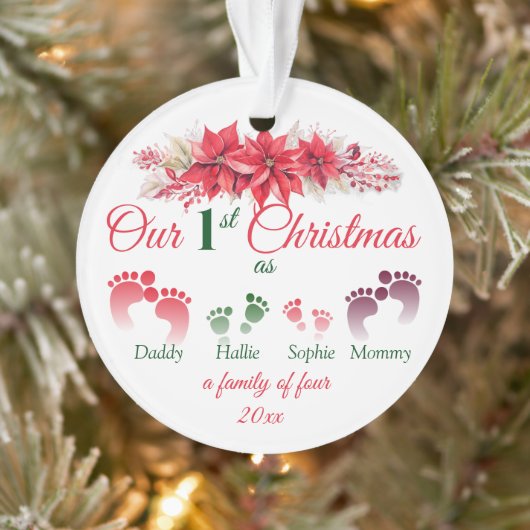 Onze eerste kerst als een gezin van 4 ornament (Boom)