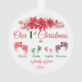 Onze eerste kerst als een gezin van 4 ornament (voorkant)