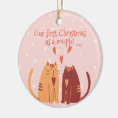 Onze eerste kerst als een paar! Cute Cats Keramisch Ornament (Links)