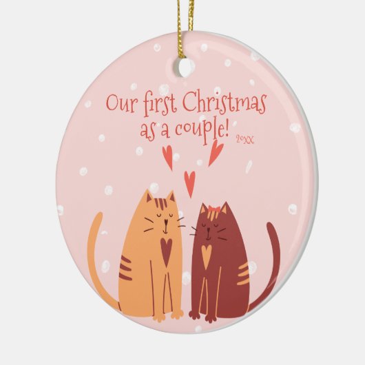 Onze eerste kerst als een paar! Cute Cats Keramisch Ornament (Links)