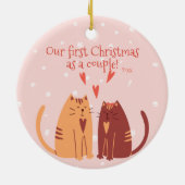 Onze eerste kerst als een paar! Cute Cats Keramisch Ornament (Achterkant)