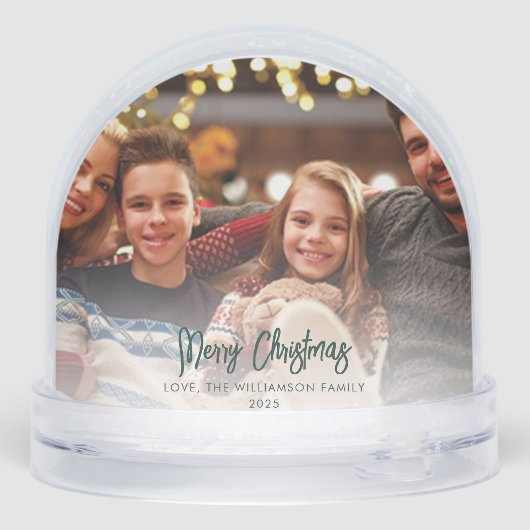 Onze eerste kerst als familie feestelijke foto's sneeuwbol (Achterkant)