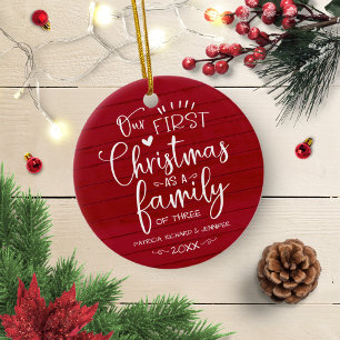 Onze Eerste Kerst Als Familie Rustieke Boerderij Keramisch Ornament