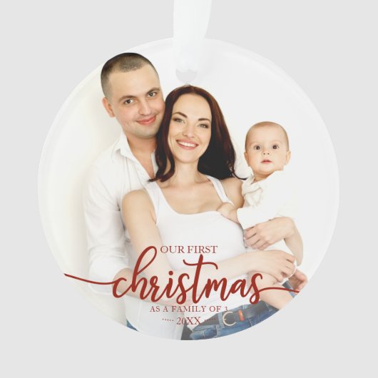 Onze eerste kerst als familie van 3 elegante foto ornament (voorkant)