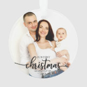 Onze eerste kerst als familie van 3 elegante foto ornament (achterkant)
