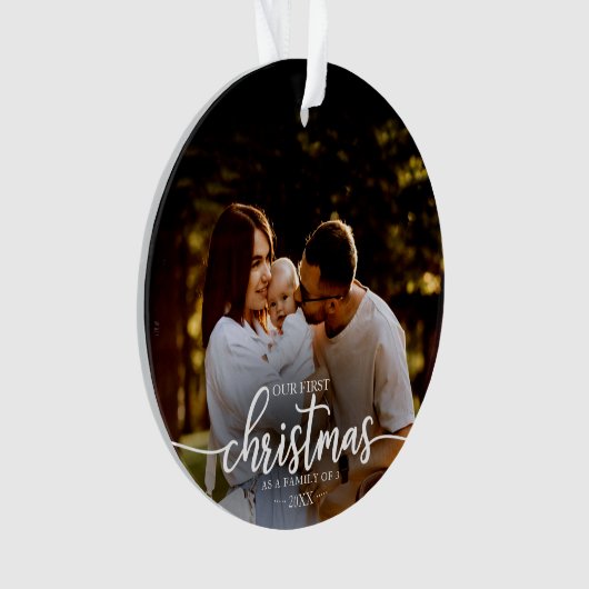 Onze eerste kerst als familie van 3 elegante foto ornament (voorkant)
