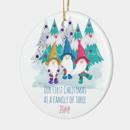 Onze eerste kerst als familie van 3 | Gnome Keramisch Ornament (Links)