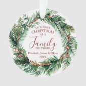Onze Eerste Kerst Als Familie Van Drie Foto Ornament (voorkant)