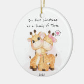 Onze eerste kerst als familie van drie sieraden keramisch ornament (Links)