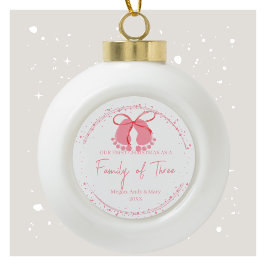 Onze eerste kerst als familie van drie sieraden keramische bal ornament