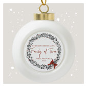 Onze eerste kerst als familie van drie sieraden keramische bal ornament