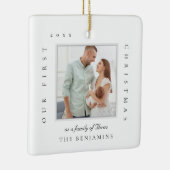 Onze eerste kerst als familie van kerstfoto's keramisch ornament (Rechts)