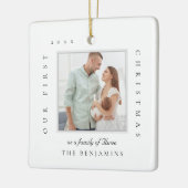 Onze eerste kerst als familie van kerstfoto's keramisch ornament (Links)
