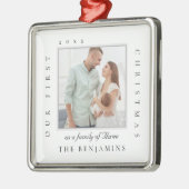 Onze eerste kerst als familie van kerstfoto's metalen ornament (Links)