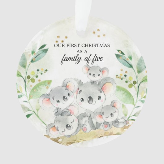 Onze eerste kerst als familie van vijf Koala-Beer Ornament (voorkant)