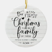 Onze eerste kerst als familieruilhuis keramisch ornament (Voorkant)