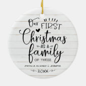 Onze eerste kerst als familieruilhuis keramisch ornament (Achterkant)