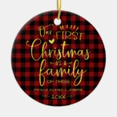 Onze eerste kerst als familieruilhuis keramisch ornament (Voorkant)