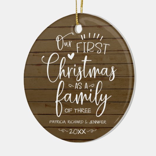 Onze eerste kerst als familieruilhuis keramisch ornament (Links)