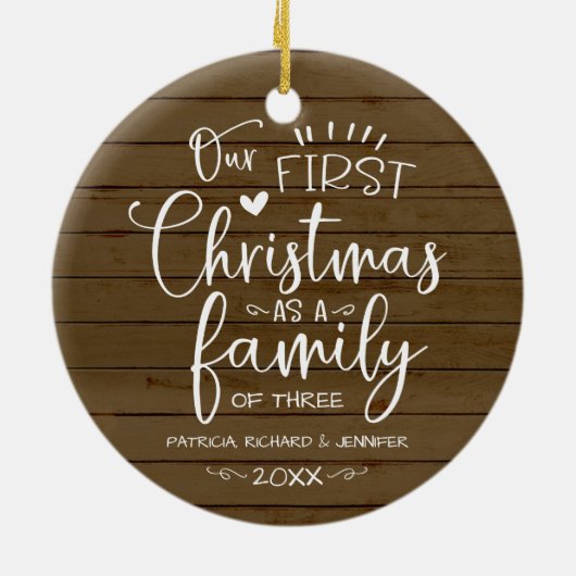 Onze eerste kerst als familieruilhuis keramisch ornament (Achterkant)