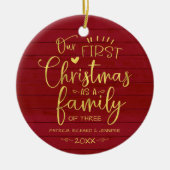 Onze eerste kerst als familieruilhuis keramisch ornament (Voorkant)