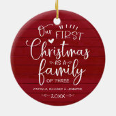 Onze eerste kerst als familieruilhuis keramisch ornament (Achterkant)