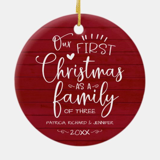 Onze eerste kerst als familieruilhuis keramisch ornament (Achterkant)