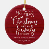 Onze eerste kerst als familieruilhuis keramisch ornament (Voorkant)