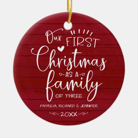 Onze eerste kerst als familieruilhuis keramisch ornament (Voorkant)