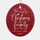 Onze eerste kerst als familieruilhuis keramisch ornament (Links)