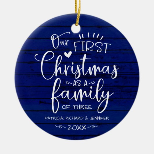 Onze eerste kerst als familieruilhuis keramisch ornament (Voorkant)