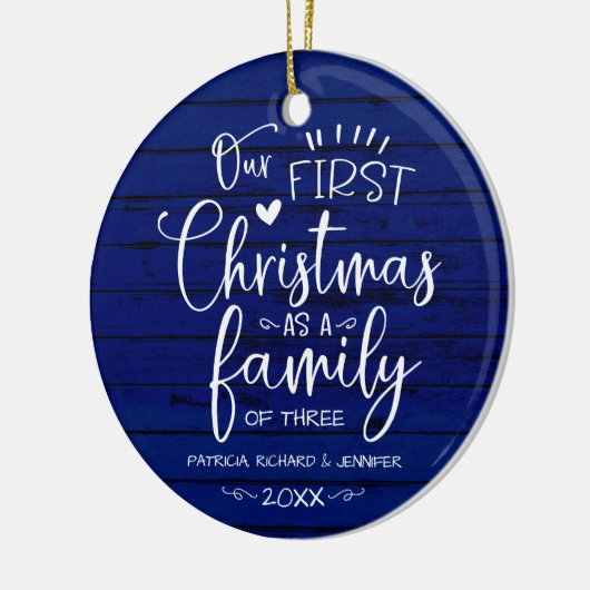 Onze eerste kerst als familieruilhuis keramisch ornament (Links)