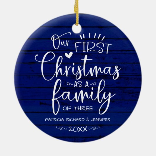 Onze eerste kerst als familieruilhuis keramisch ornament (Achterkant)