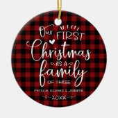 Onze eerste kerst als familieruilhuis keramisch ornament (Voorkant)