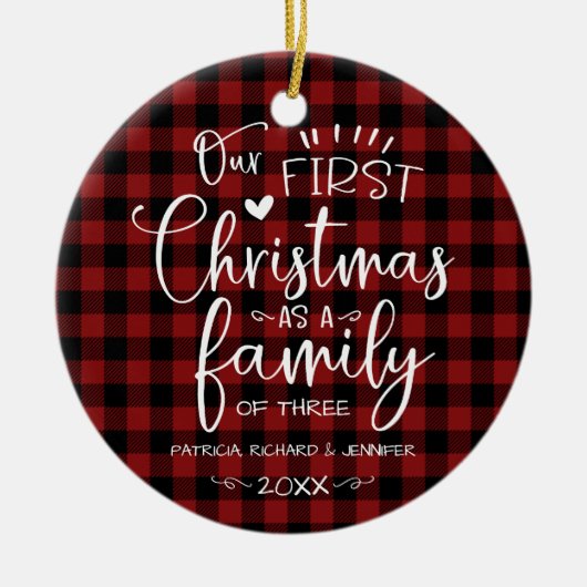 Onze eerste kerst als familieruilhuis keramisch ornament (Voorkant)