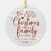 Onze eerste kerst als familieruilhuis keramisch ornament (Voorkant)